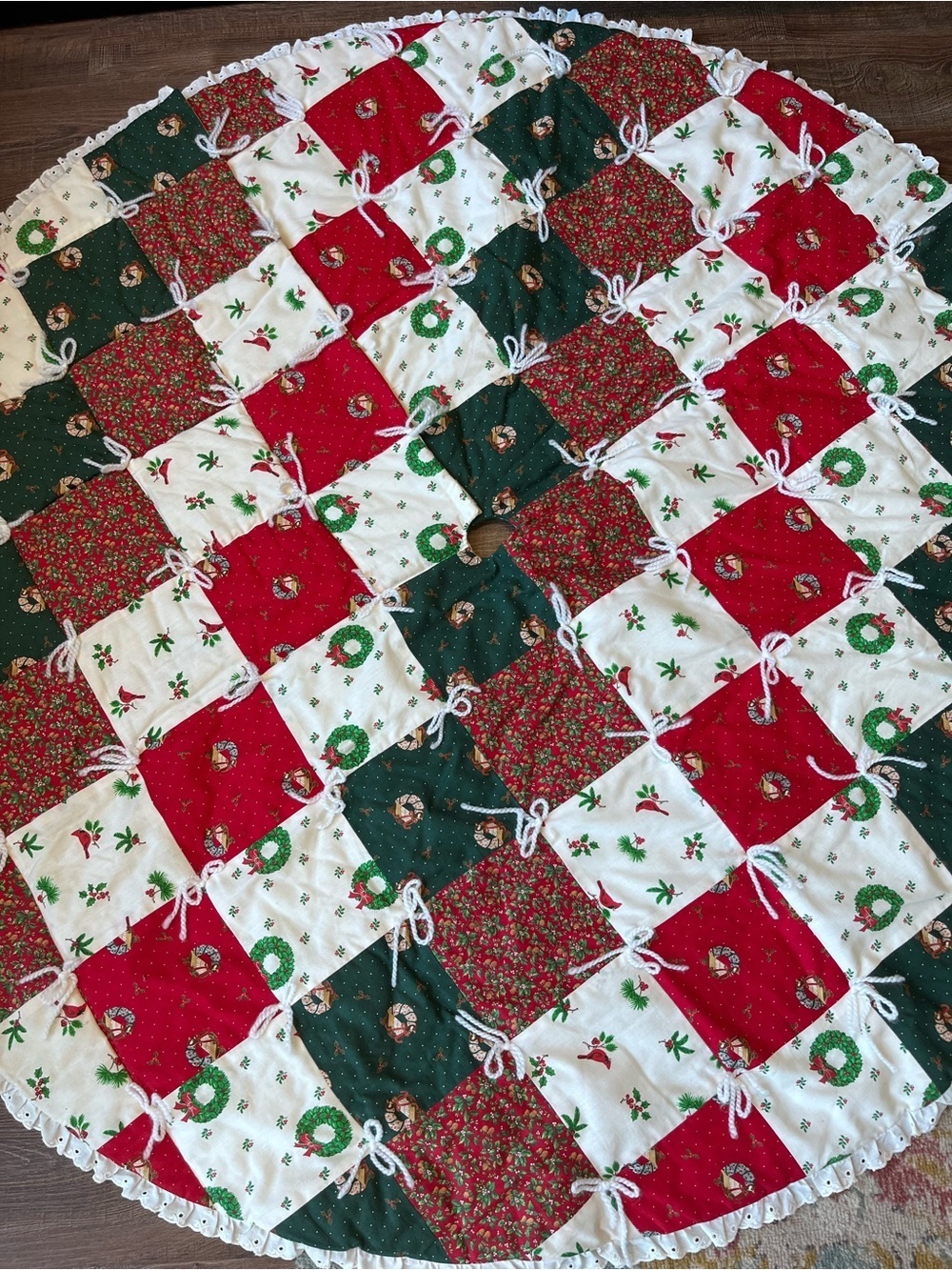 Vintage Patchwork Quilt Christmas Tree Skirt